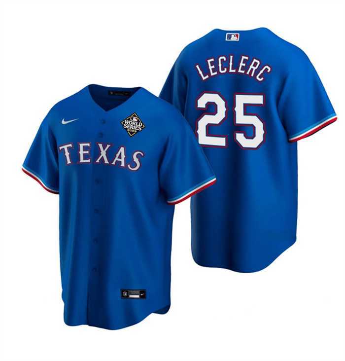 Mens Texas Rangers #25 Jose Leclerc Royal 2023 World Series Stitched Baseball Jersey Dzhi->texas rangers->MLB Jersey